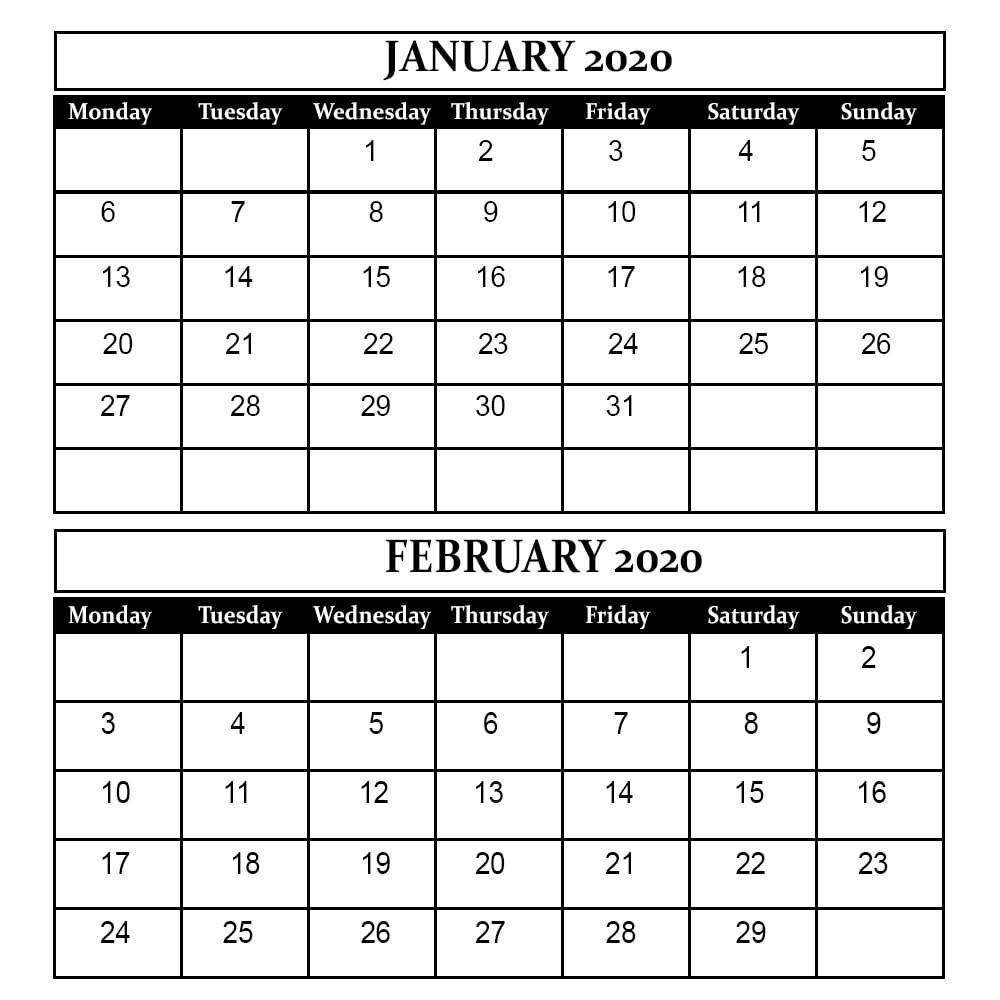 Calendar For Feb 2020 It has 53 weeks and starts on wednesday