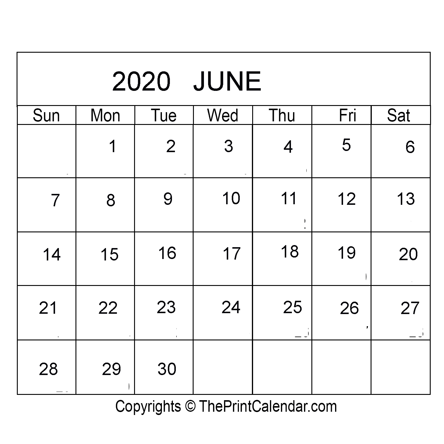 June 2020 Printable Calendar Template Pdf Word And Excel