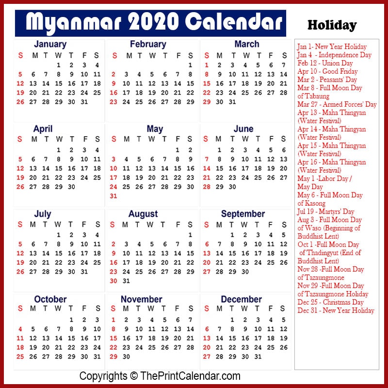 Myanmar Calendar 2021 November Academic Calendar Stanford Canadian